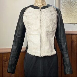 Black and White Leather Jacket. Size Small. CODE Toronto For Northbound Leather.